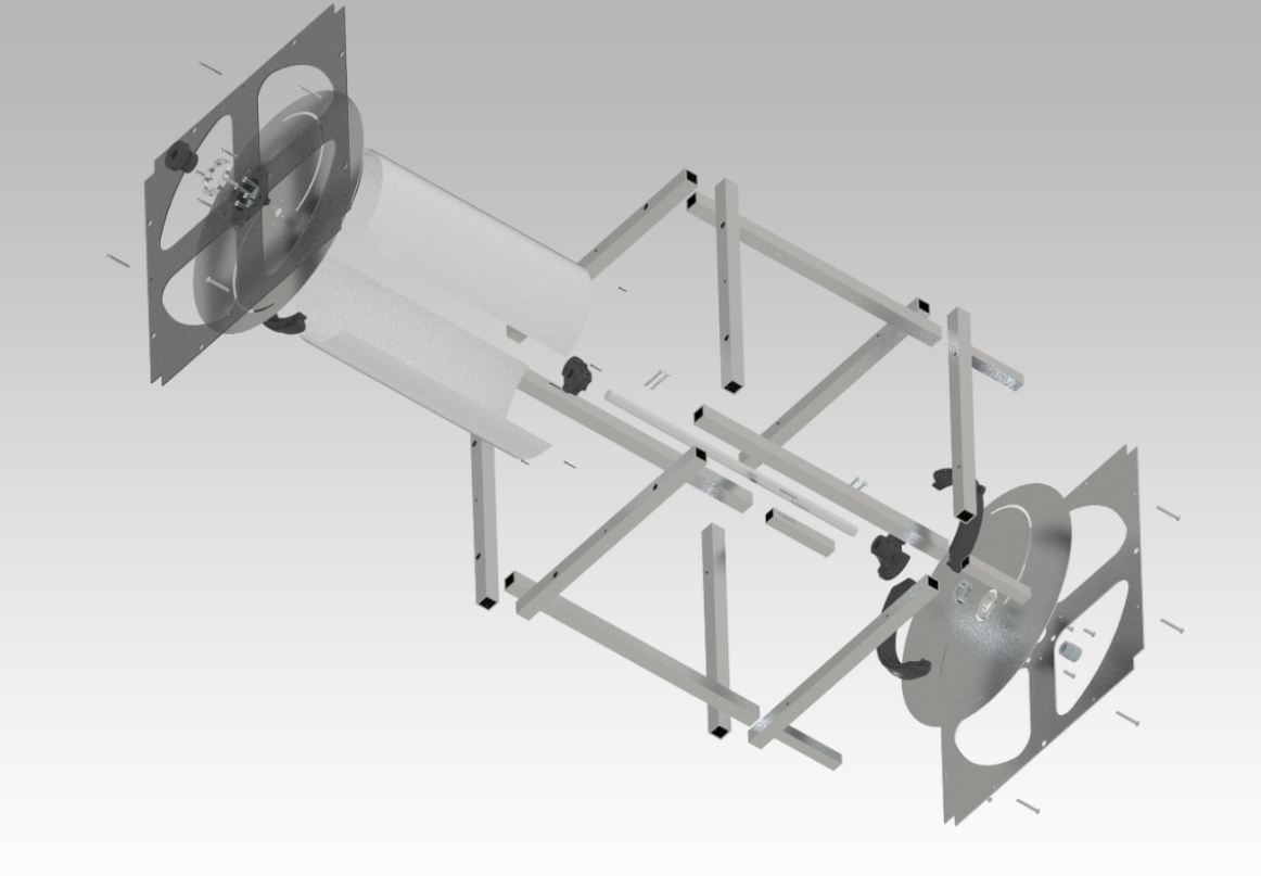 Exploded CAD view of full turbine module