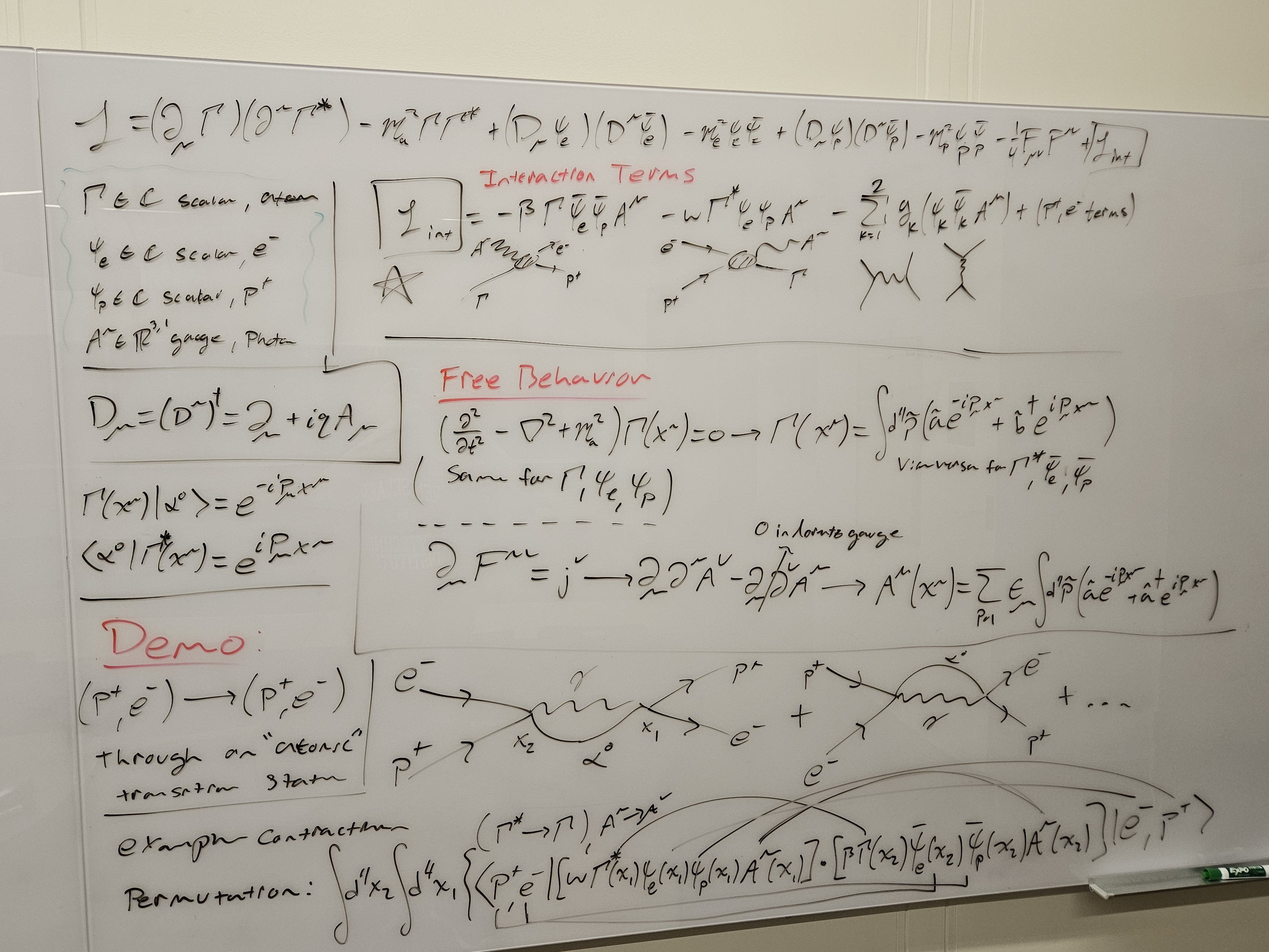 Whiteboard attempt to model plasma dynamics with relativistic field theory