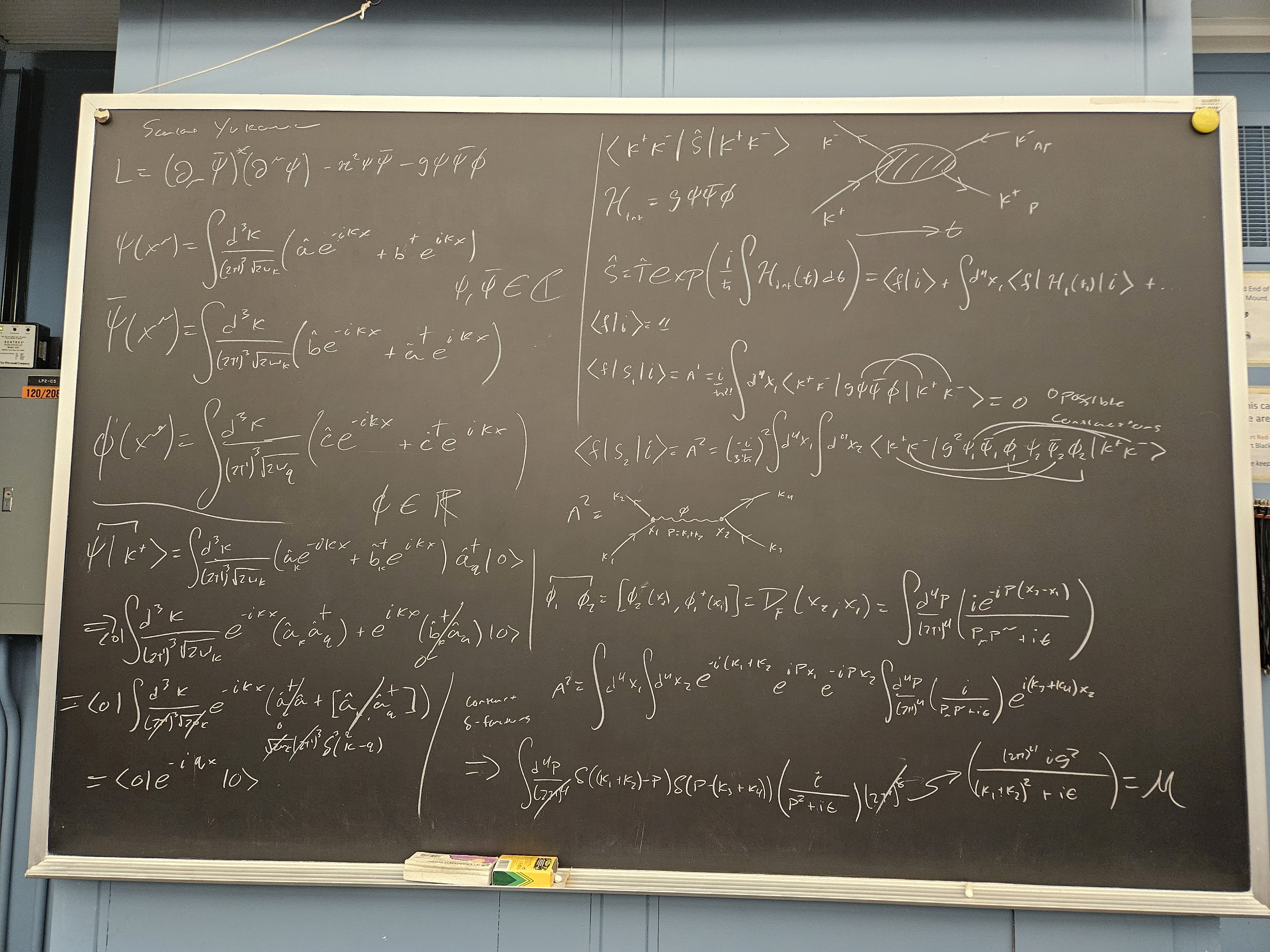 Whiteboard derivation of Feynman rules for scalar Yukawa theory